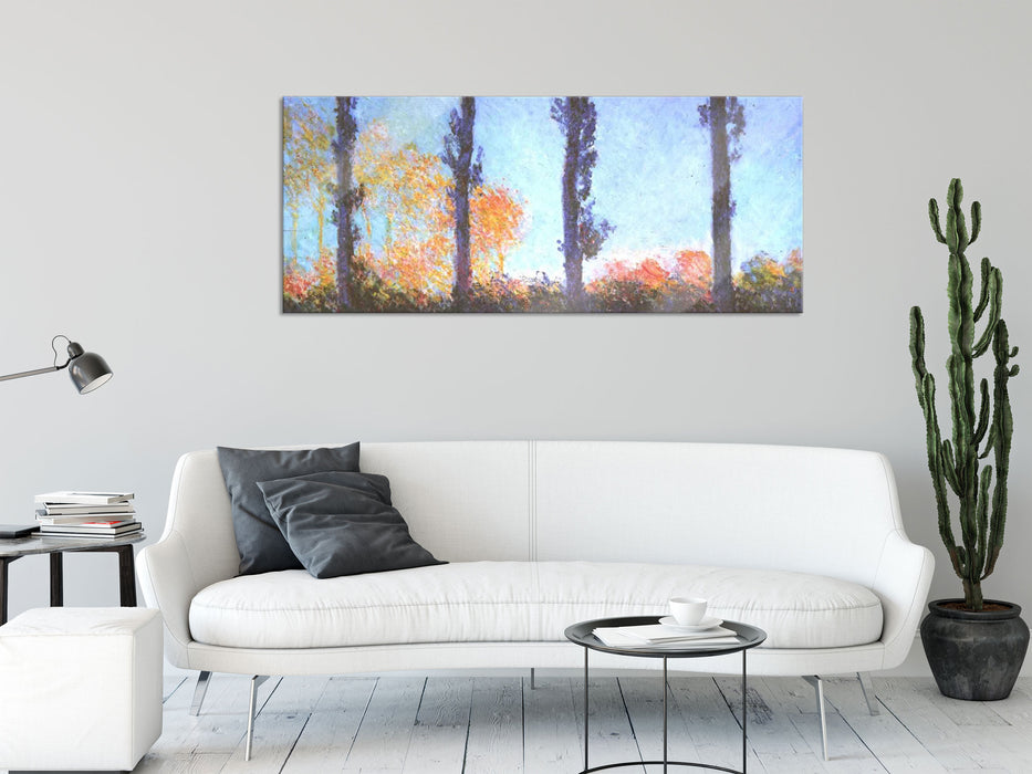 Claude Monet - Die vier Pappeln, Glasbild Panorama