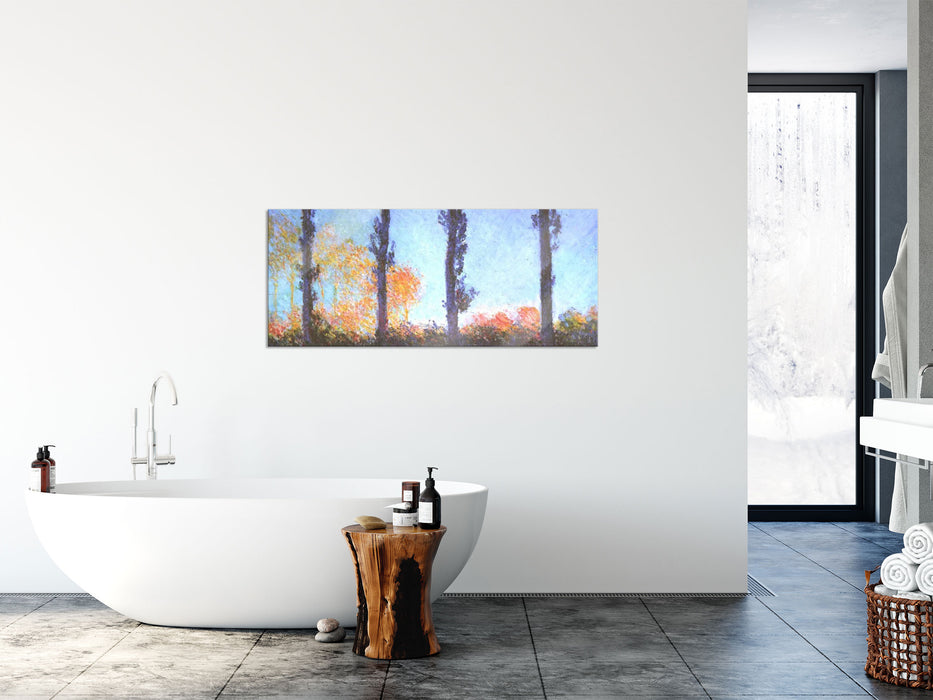 Claude Monet - Die vier Pappeln, Glasbild Panorama