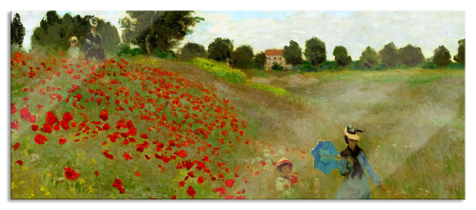 Claude Monet - Felder um Argenteuil, Glasbild Panorama