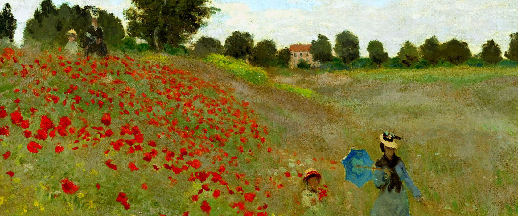 Claude Monet - Felder um Argenteuil, Glasbild Panorama