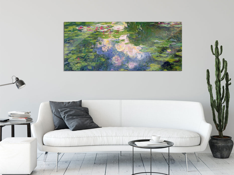 Claude Monet - Seerosen II, Glasbild Panorama