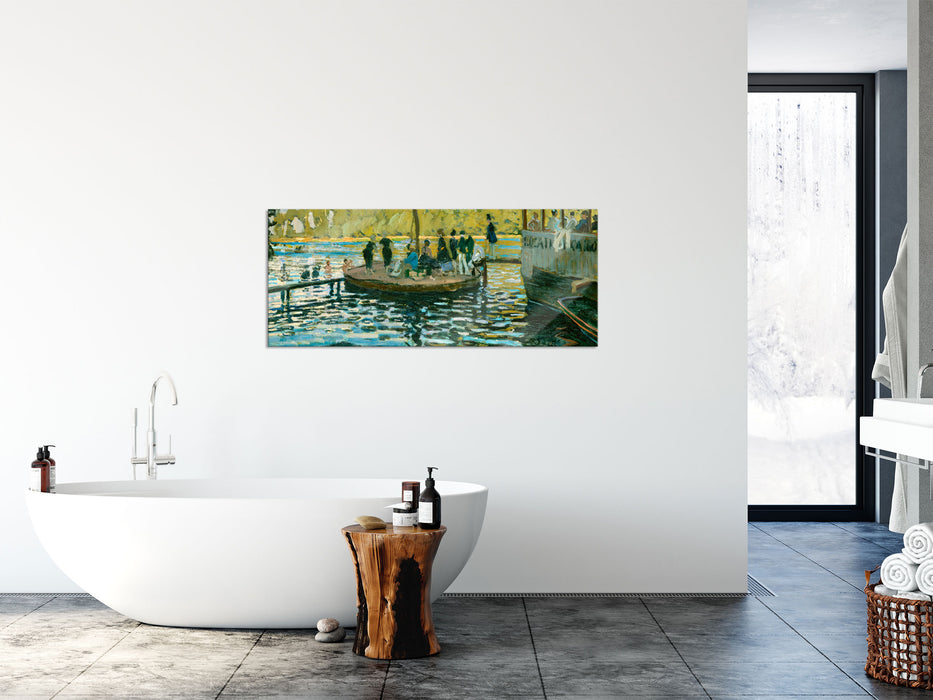 Claude Monet - Badende in La Grenouillère, Glasbild Panorama