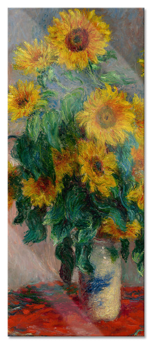 Pixxprint Claude Monet - Ein Strauß Sonnenblumen, Glasbild Panorama