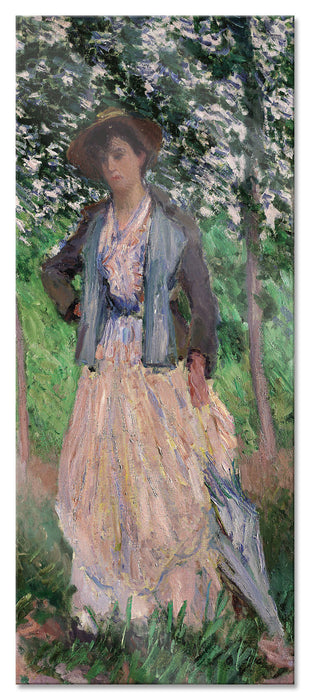 Pixxprint Claude Monet - Die Spaziergängerin Suzanne Hoschedé, Glasbild Panorama