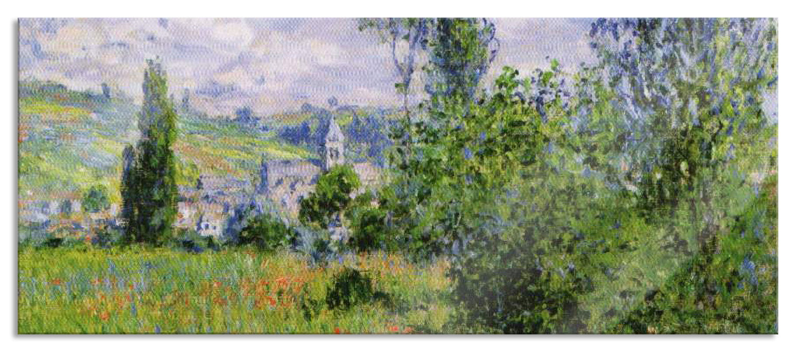 Claude Monet - Aussicht von Vétheuil- Impression, Glasbild Panorama