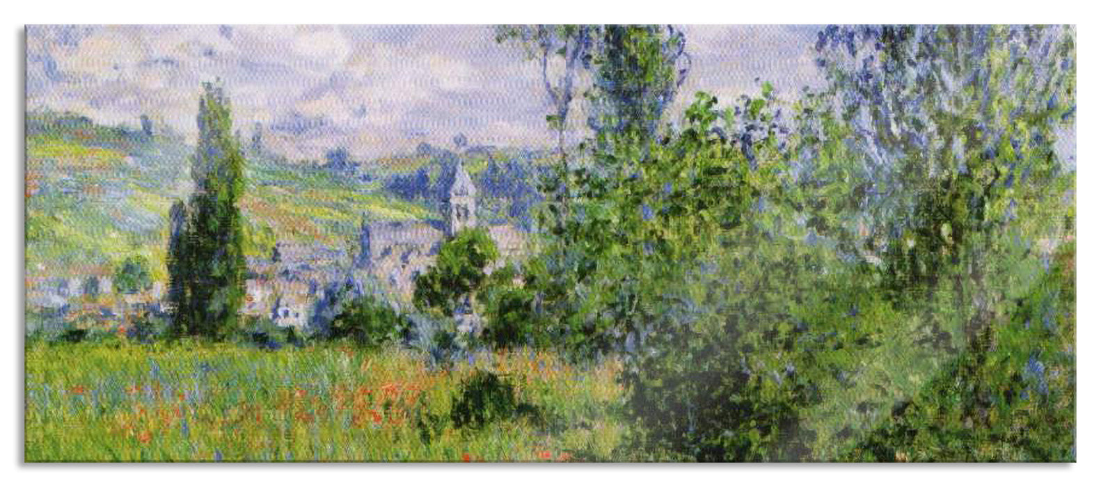 Pixxprint Claude Monet - Aussicht von Vétheuil- Impression, Glasbild Panorama