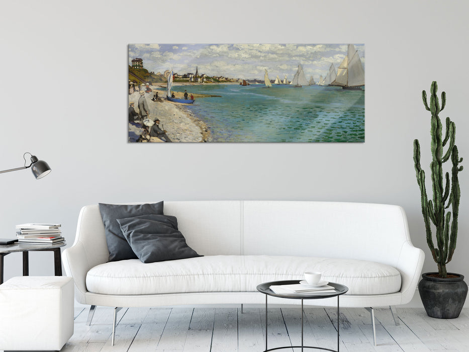 Claude Monet - Regatta bei Sainte, Glasbild Panorama