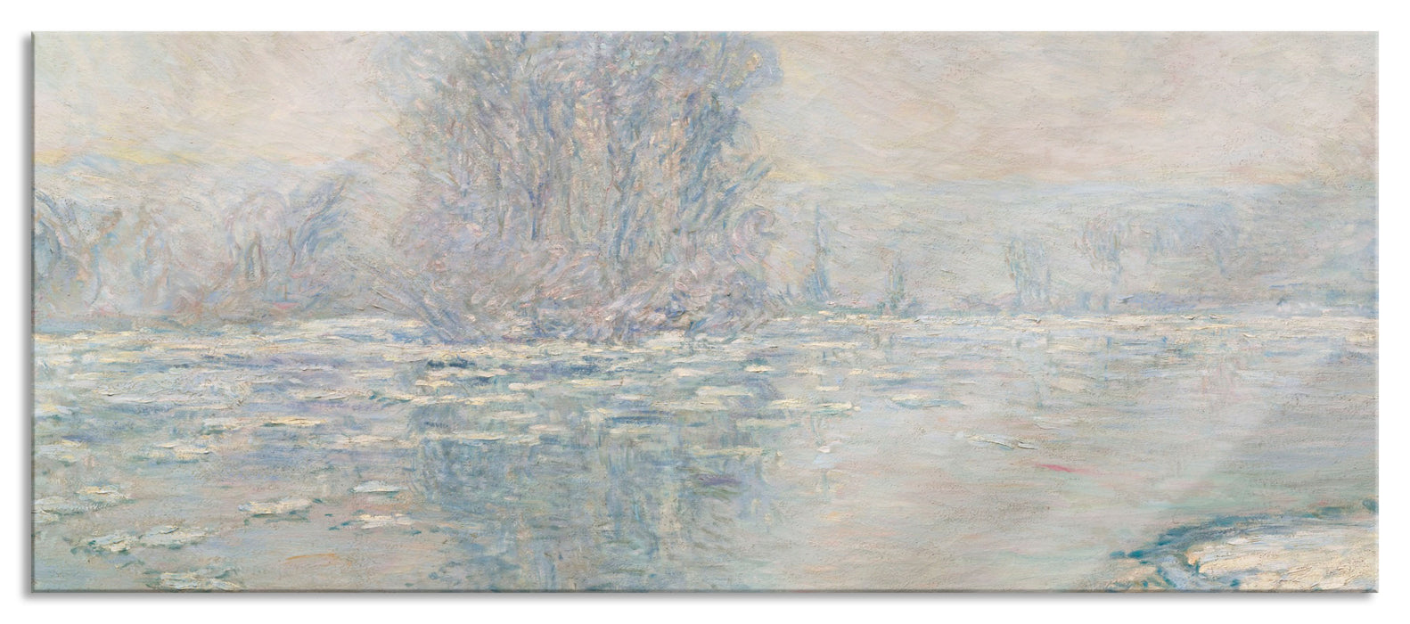 Claude Monet - Eisschollen, Glasbild Panorama