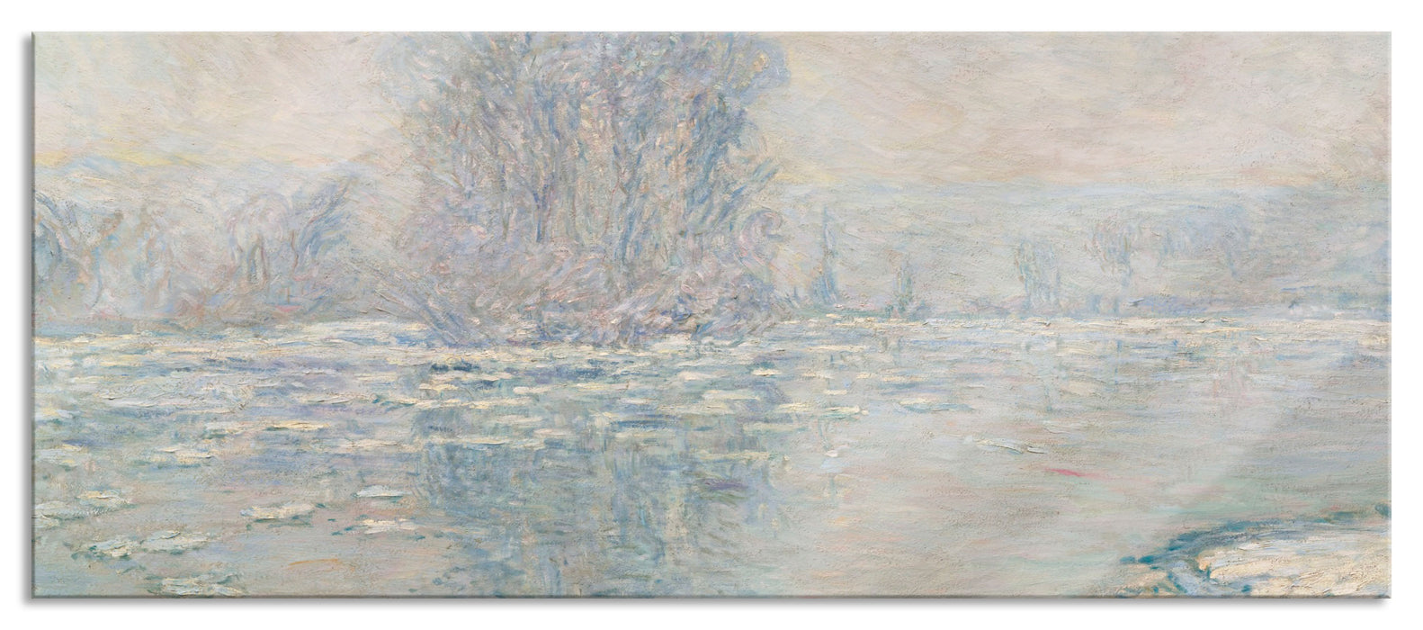 Pixxprint Claude Monet - Eisschollen, Glasbild Panorama