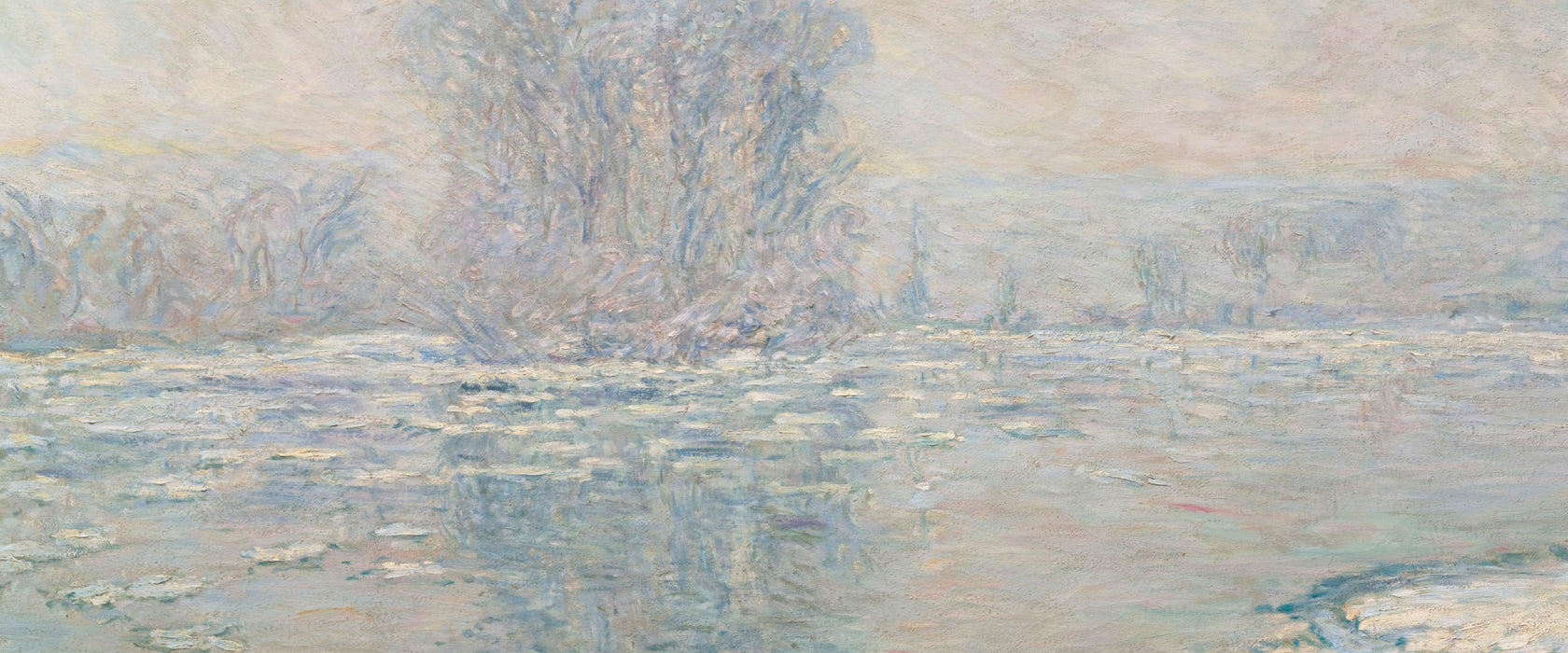 Claude Monet - Eisschollen, Glasbild Panorama