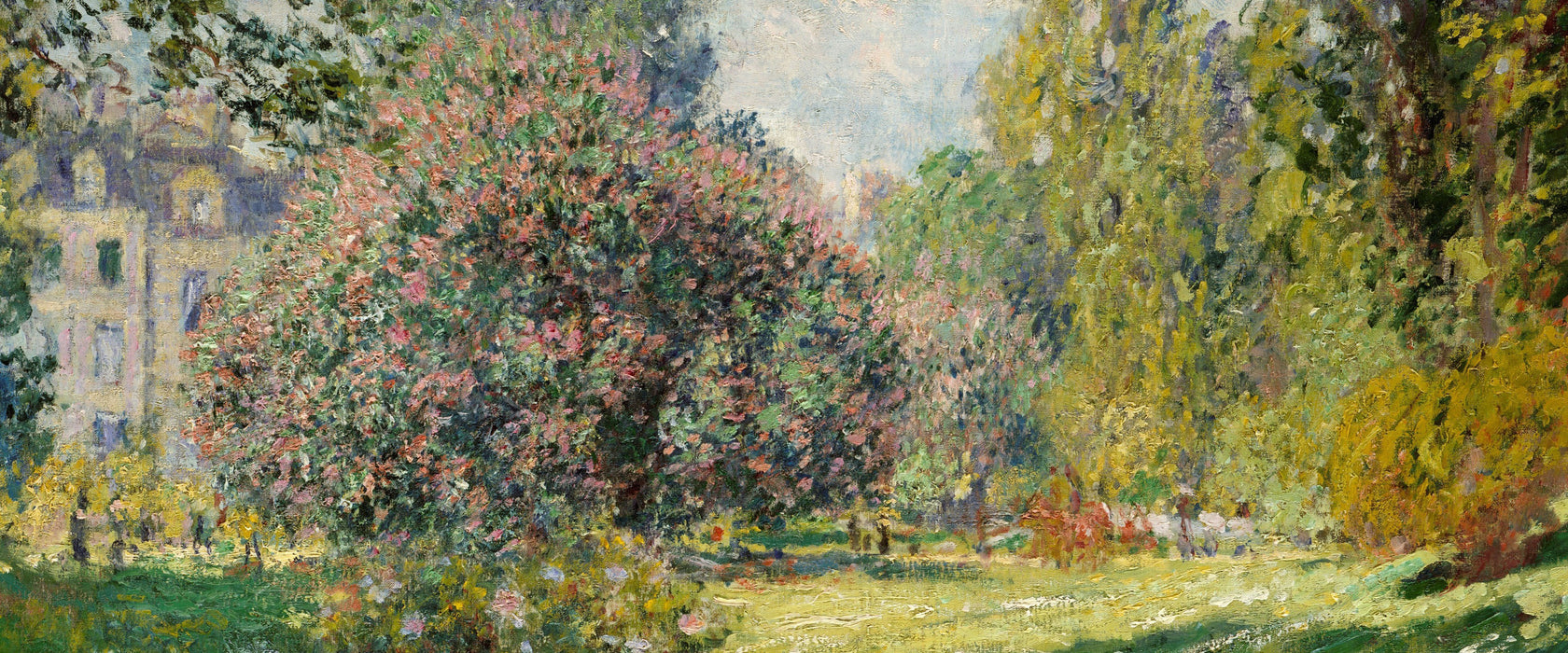 Claude Monet - Landschaft am Park Monceau, Glasbild Panorama