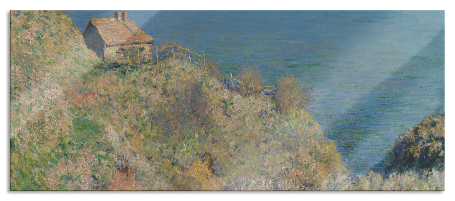 Claude Monet - Die Hütte des Zollwächters, Glasbild Panorama