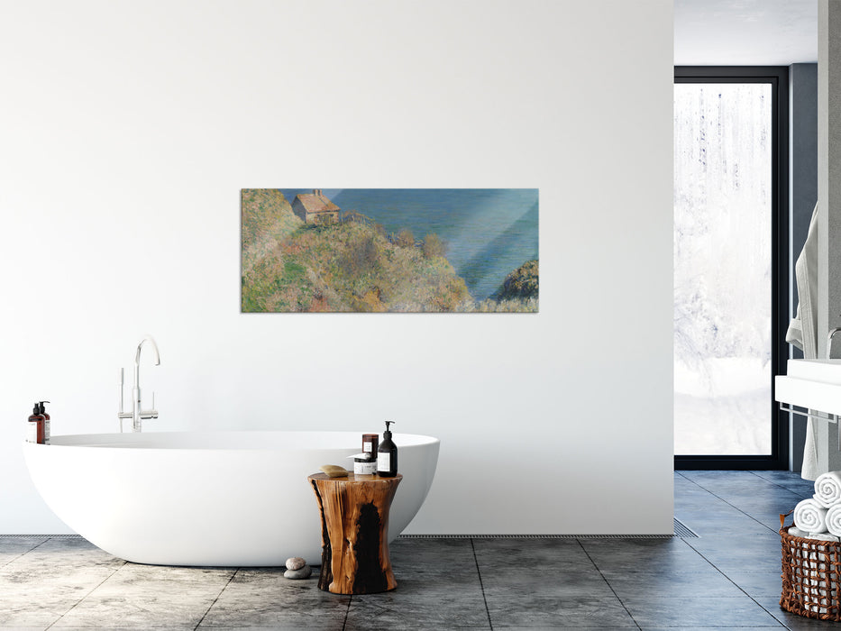 Claude Monet - Die Hütte des Zollwächters, Glasbild Panorama