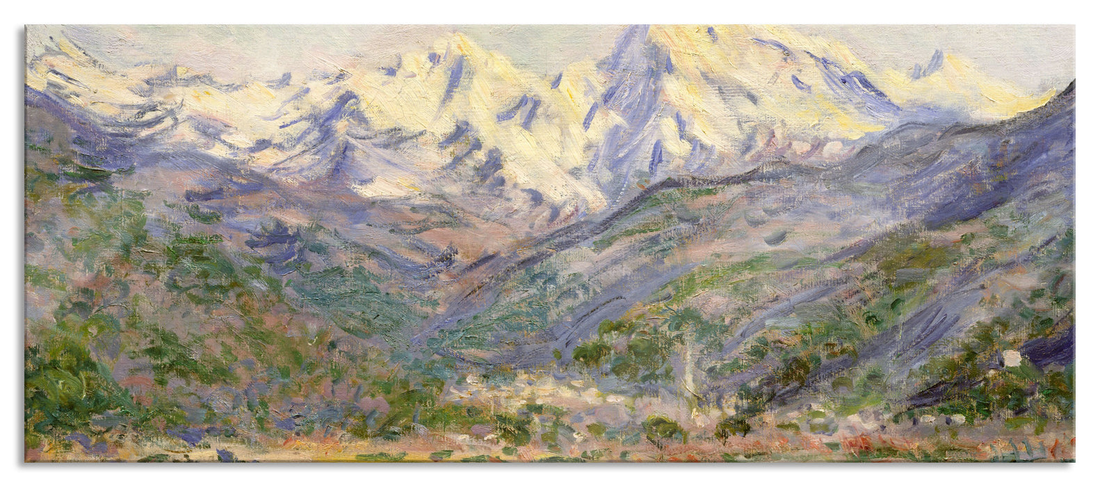 Claude Monet - Das Tal der Nervia, Glasbild Panorama