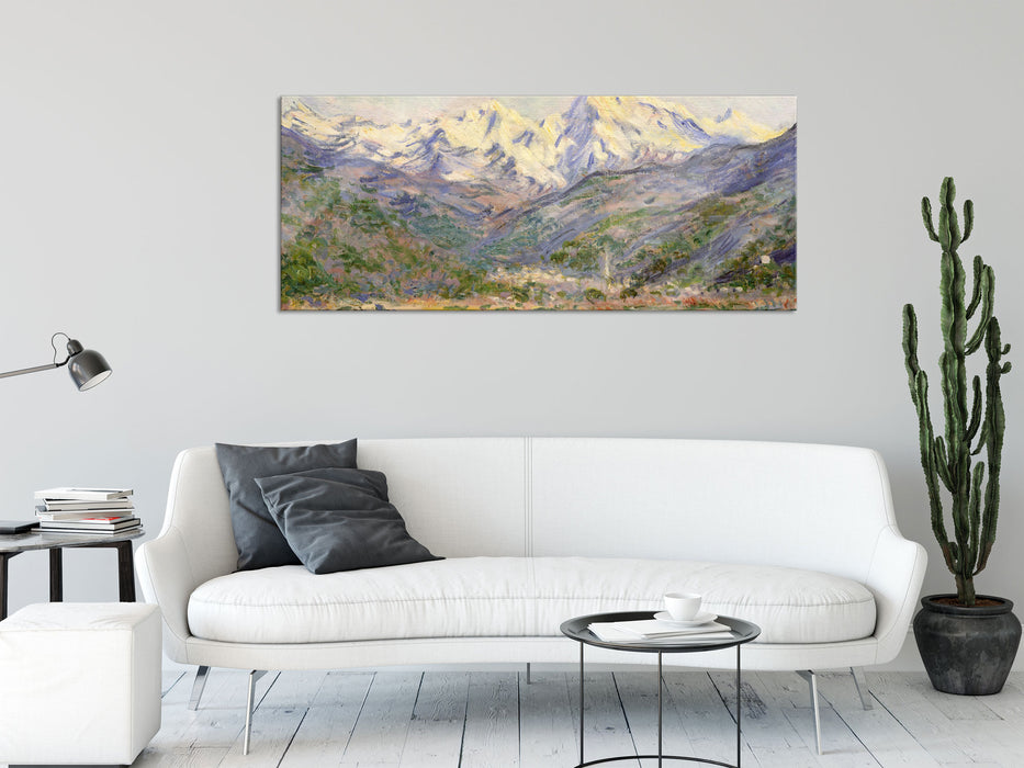 Claude Monet - Das Tal der Nervia, Glasbild Panorama