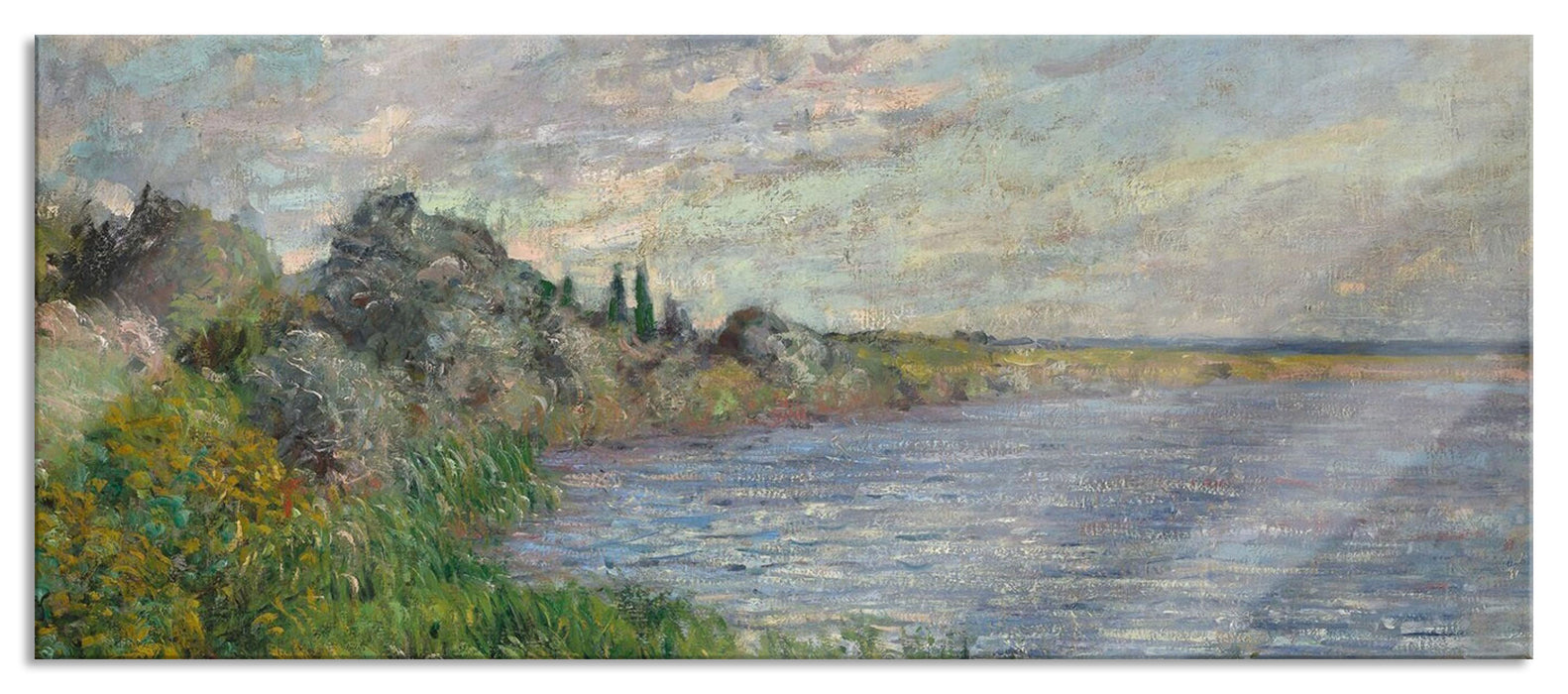 Claude Monet - Die Seine bei Vétheuil, Glasbild Panorama