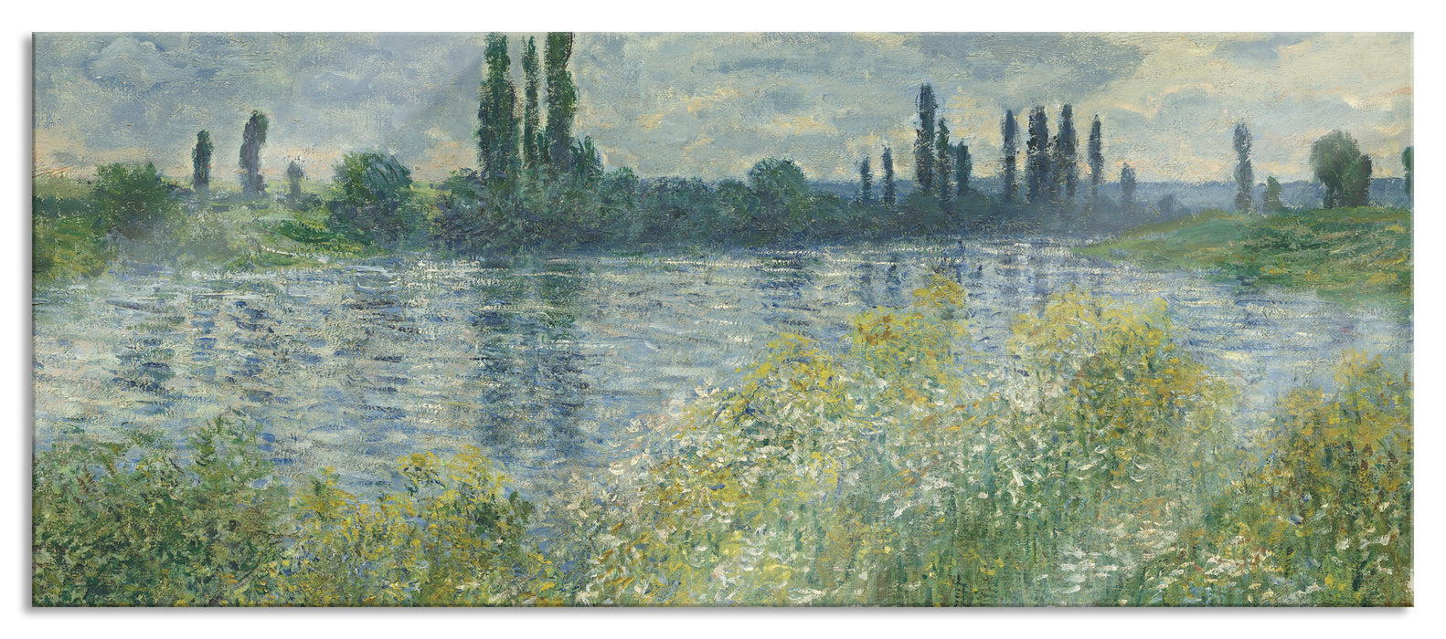 Pixxprint Claude Monet - Île aux Fleurs bei Vétheuil, Glasbild Panorama