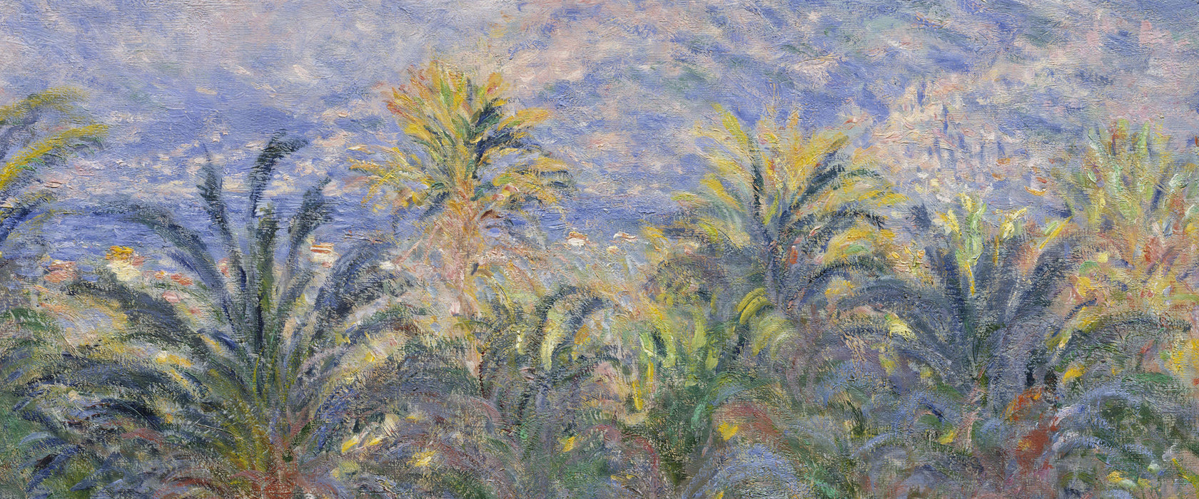 Claude Monet - Palmen in Bordighera, Glasbild Panorama