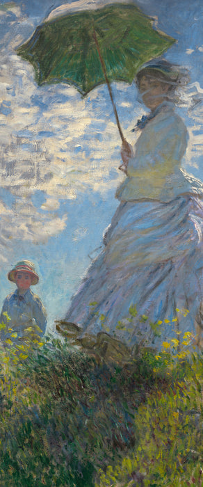 Claude Monet - Frau mit Sonnenschirm, Glasbild Panorama