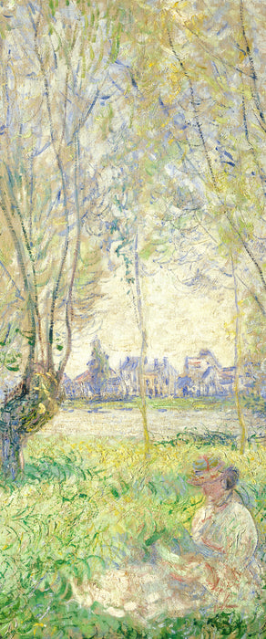 Claude Monet - Frau unter den Weiden sitzend, Glasbild Panorama