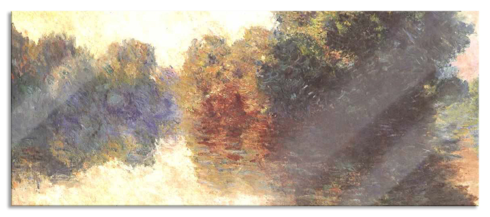 Pixxprint Claude Monet - Die Seine bei Giverny, Glasbild Panorama