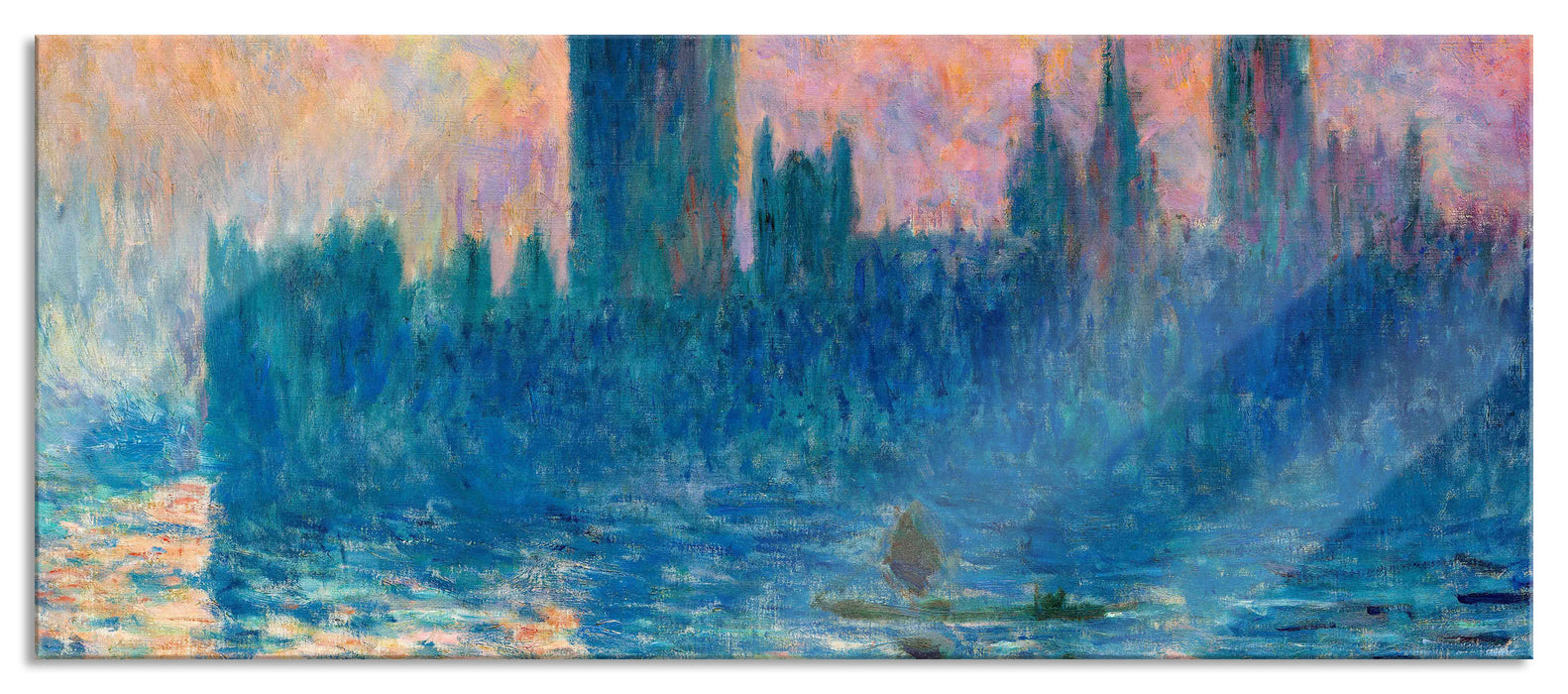 Pixxprint Claude Monet - The Houses of Parliament, Glasbild Panorama