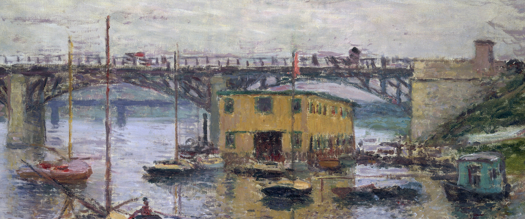 Claude Monet - Brücke bei Argenteuil an einem grauen, Glasbild Panorama