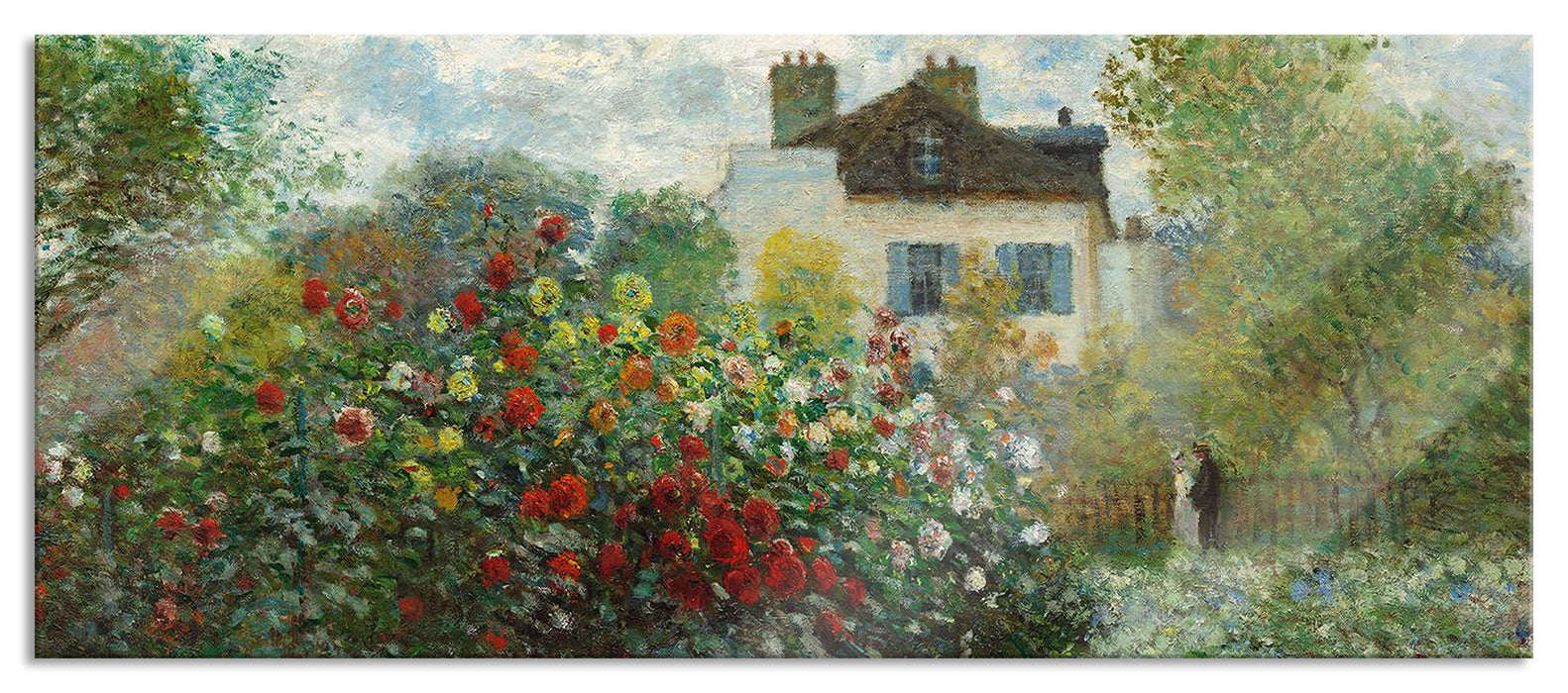 Claude Monet - Des Künstlers Garten in ArgenteuilEi, Glasbild Panorama