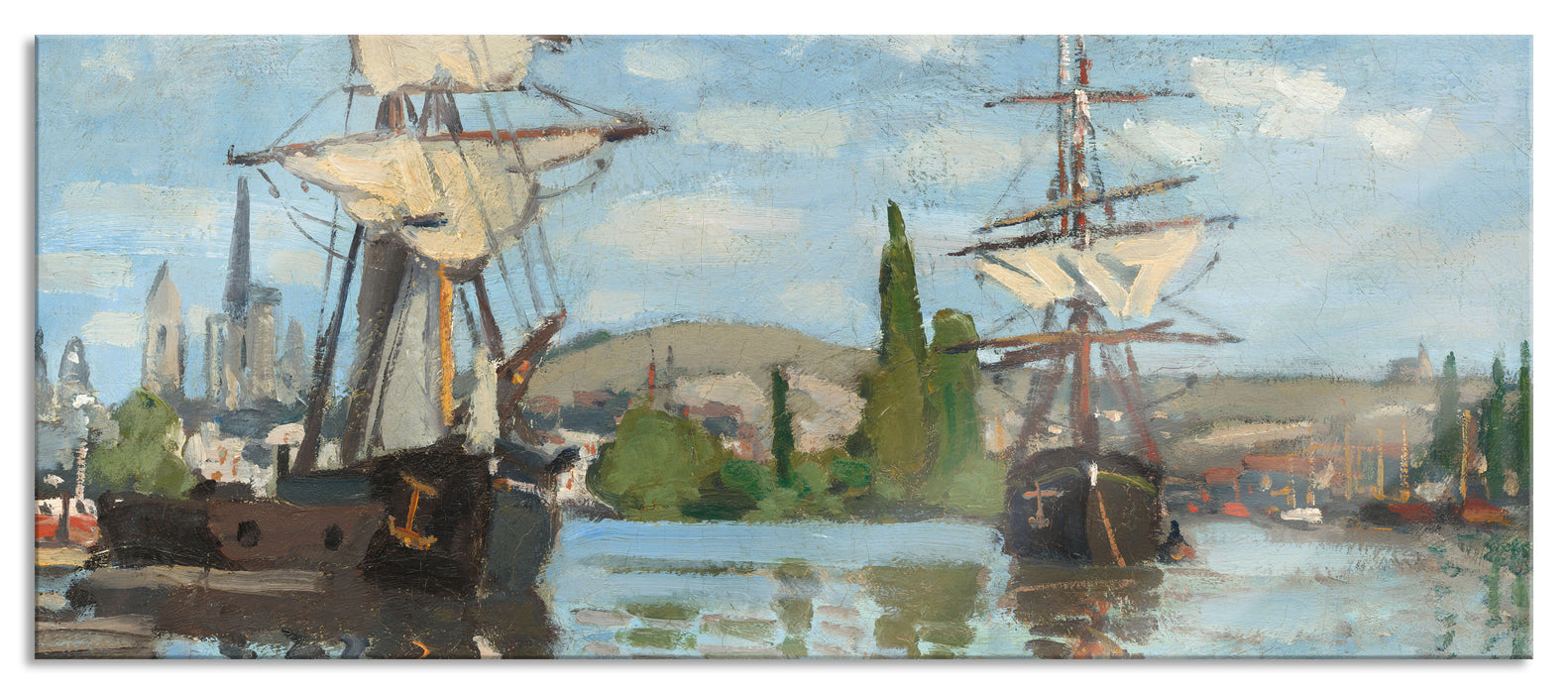 Claude Monet - Schiffe auf der Seine bei Rouen, Glasbild Panorama