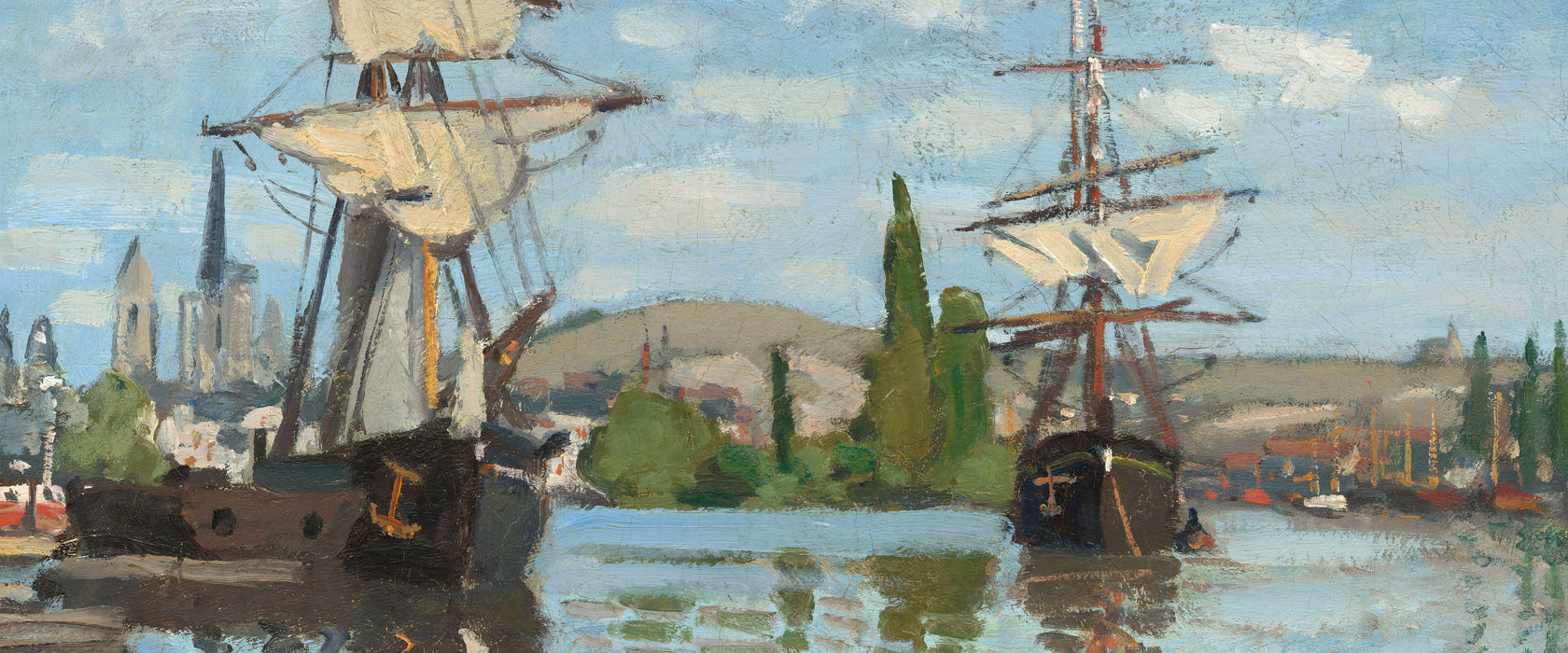 Claude Monet - Schiffe auf der Seine bei Rouen, Glasbild Panorama