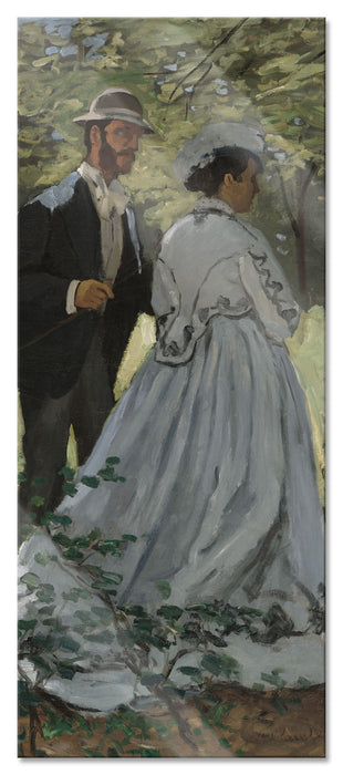 Pixxprint Claude Monet - Bazille und Camille Studie für Déjeun, Glasbild Panorama