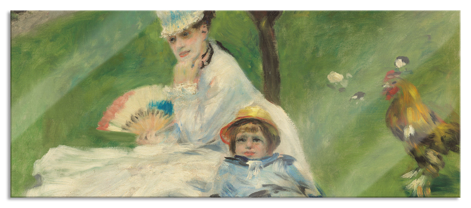 Claude Monet - Madame Monet mit ihrem Sohn, Glasbild Panorama
