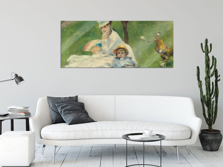 Claude Monet - Madame Monet mit ihrem Sohn, Glasbild Panorama