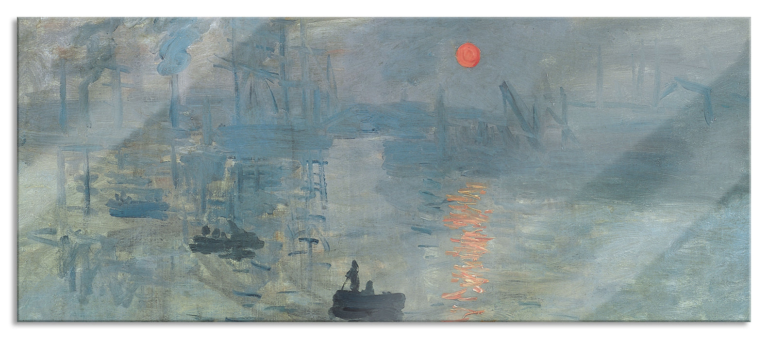 Pixxprint Claude Monet - Impression Sonnenaufgang, Glasbild Panorama