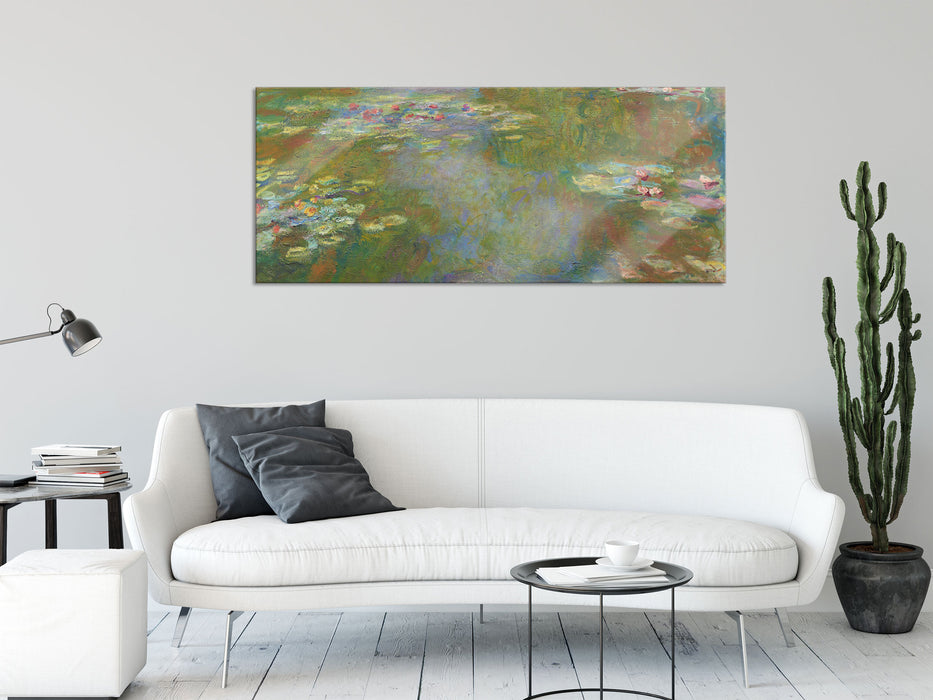 Claude Monet - Seerosenteich, Glasbild Panorama