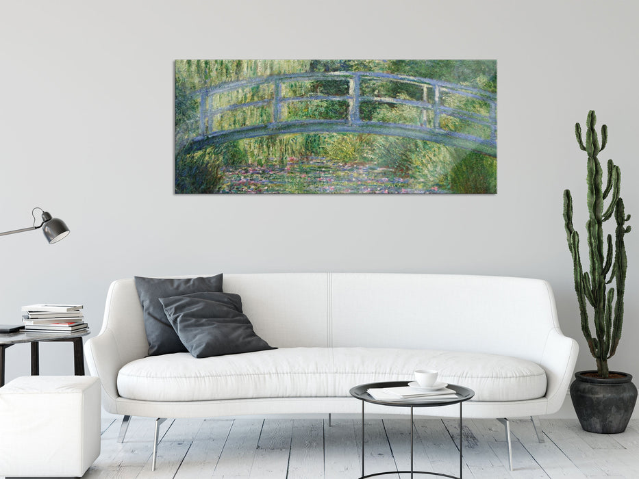 Claude Monet - japanische Brücke über den Seerosenteich II, Glasbild Panorama