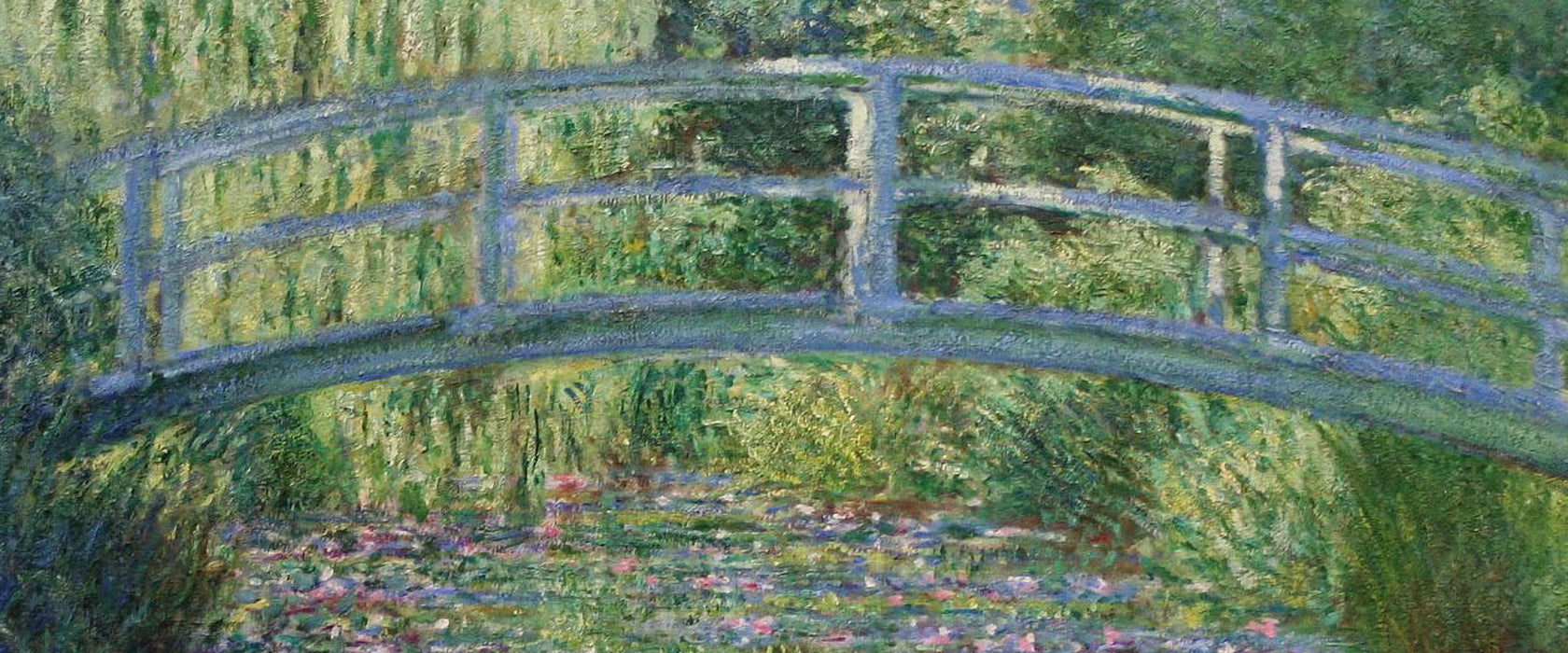 Claude Monet - japanische Brücke über den Seerosenteich II, Glasbild Panorama