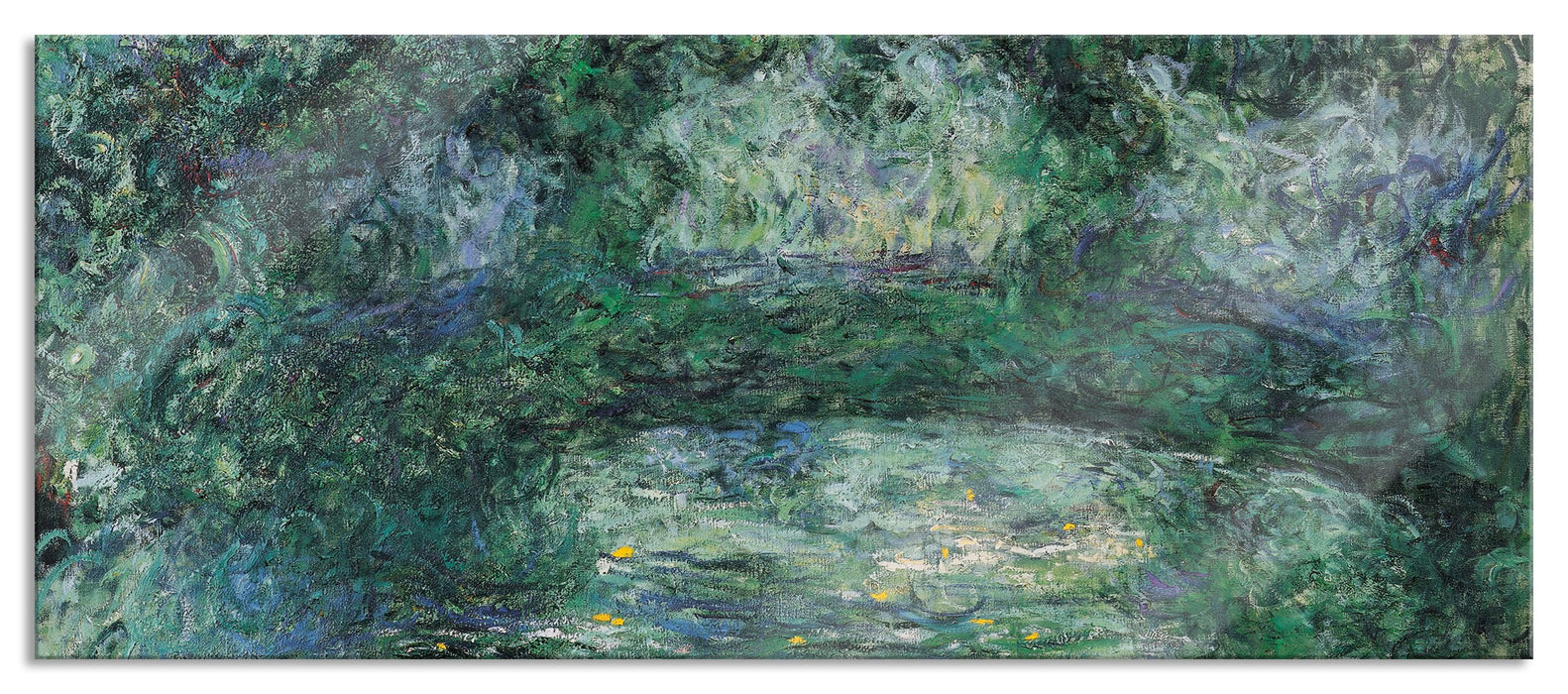 Pixxprint Claude Monet - japanische Brücke über den Seerosenteich III, Glasbild Panorama