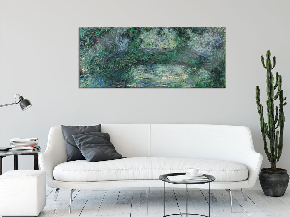 Claude Monet - japanische Brücke über den Seerosenteich III, Glasbild Panorama