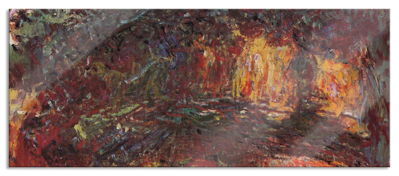 Pixxprint Claude Monet - japanische Brücke über den Seerosenteich VI, Glasbild Panorama