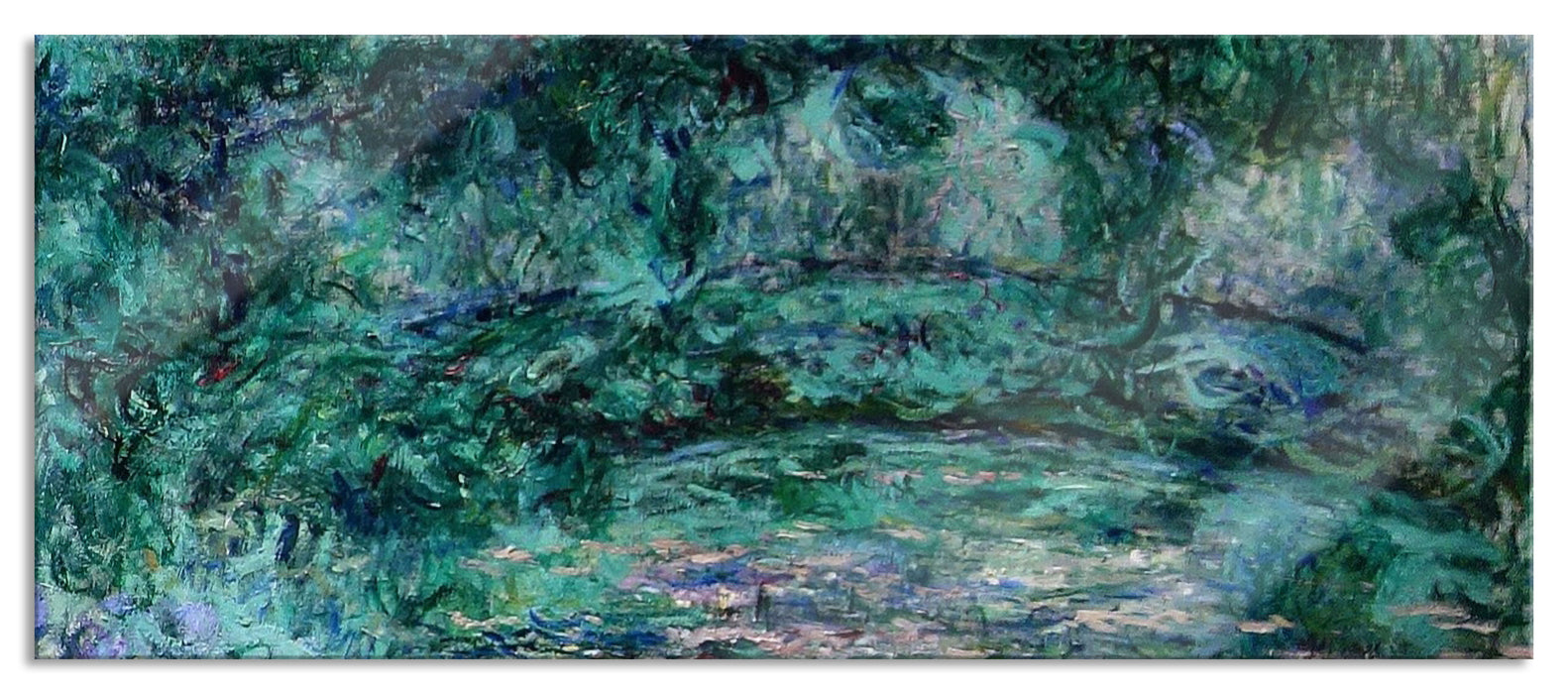 Pixxprint Claude Monet - japanische Brücke über den Seerosenteich VII, Glasbild Panorama