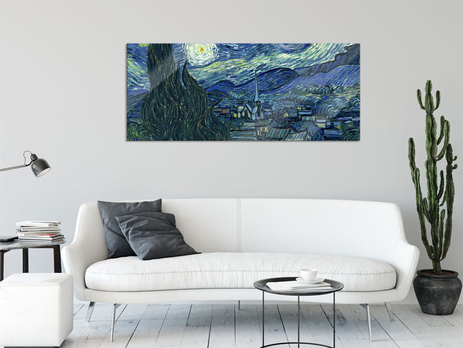 Vincent Van Gogh - Die Sternennacht, Glasbild Panorama