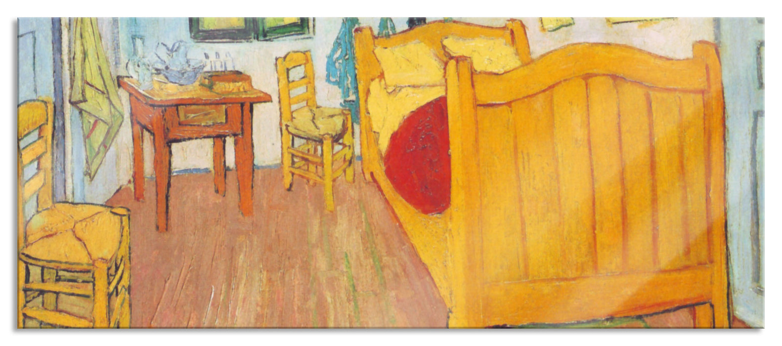 Vincent Van Gogh - Das Schlafzimmer - erste Version, Glasbild Panorama