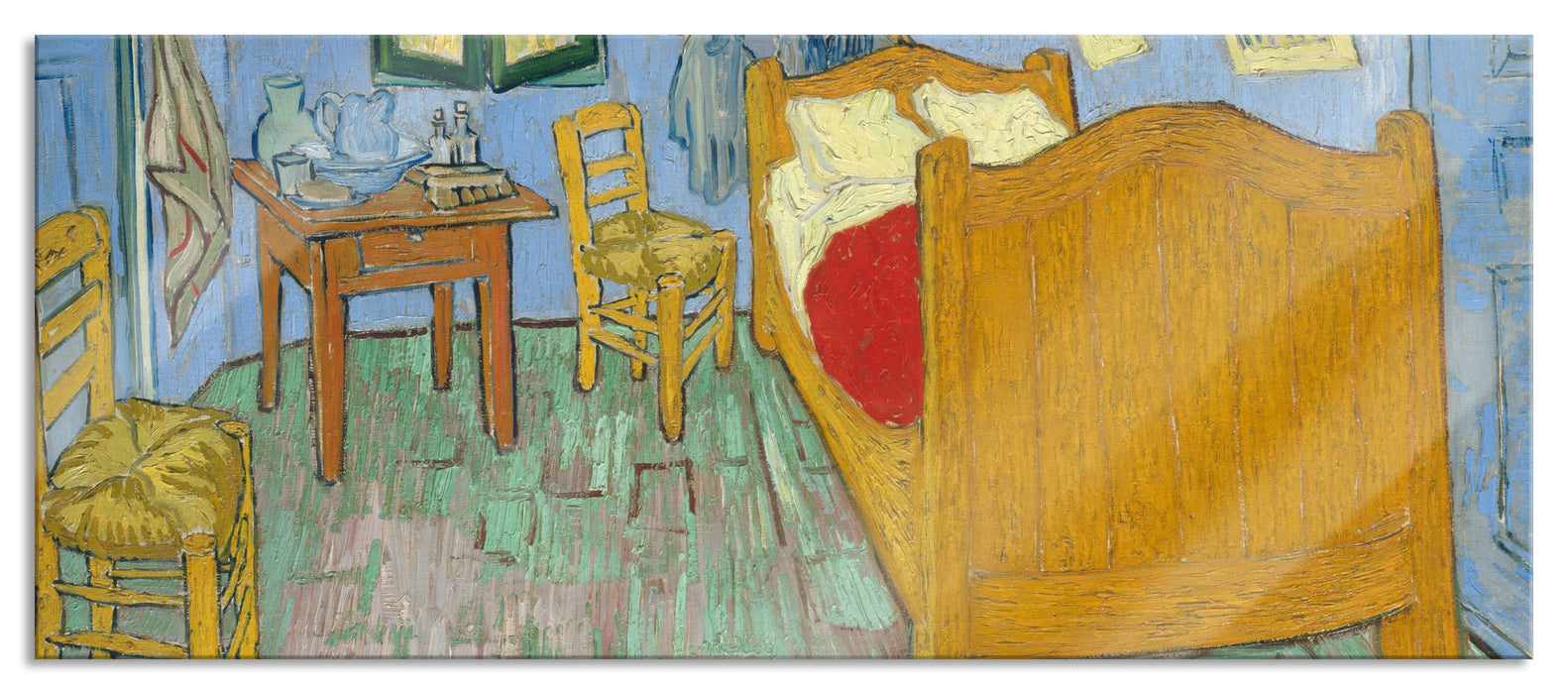 Pixxprint Vincent Van Gogh - Das Schlafzimmer - zweite Version, Glasbild Panorama