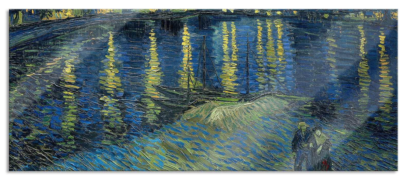 Pixxprint Vincent Van Gogh - Sternennacht über die Rhône, Glasbild Panorama