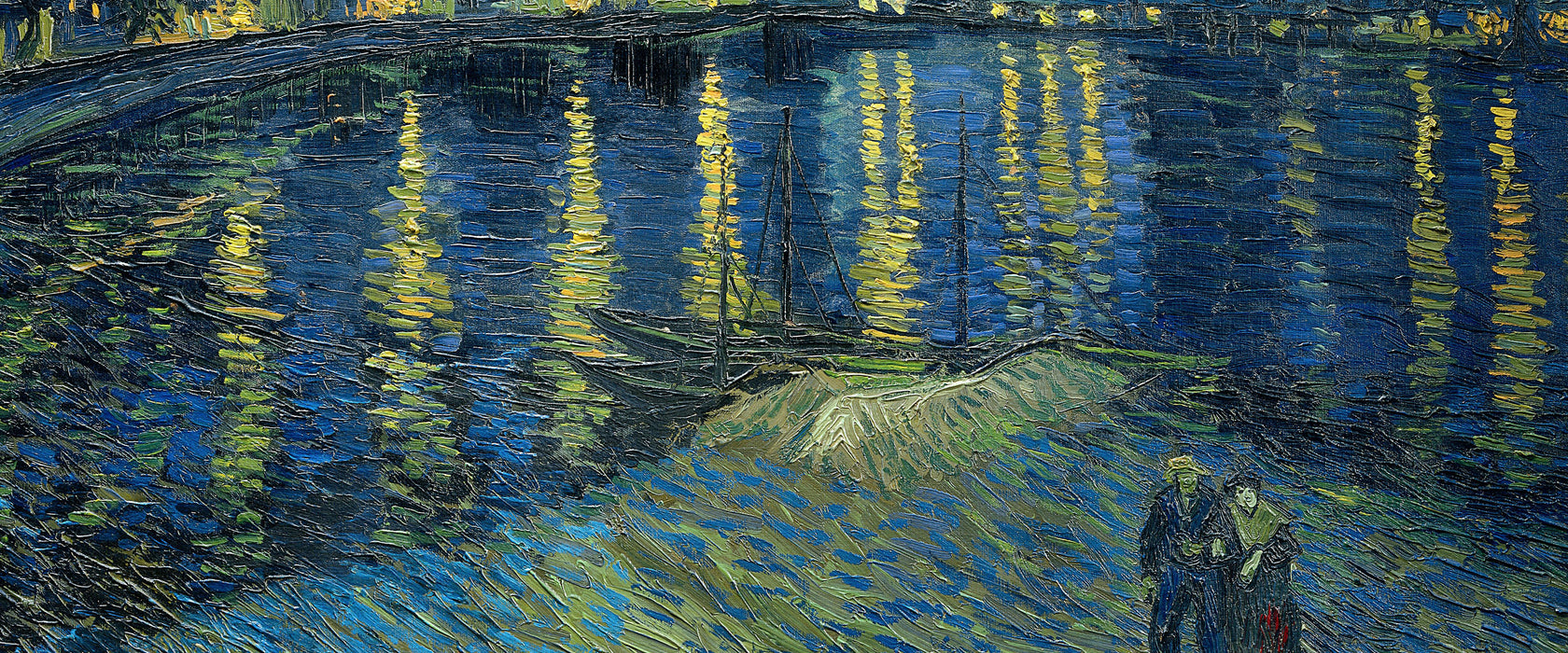 Vincent Van Gogh - Sternennacht über die Rhône, Glasbild Panorama