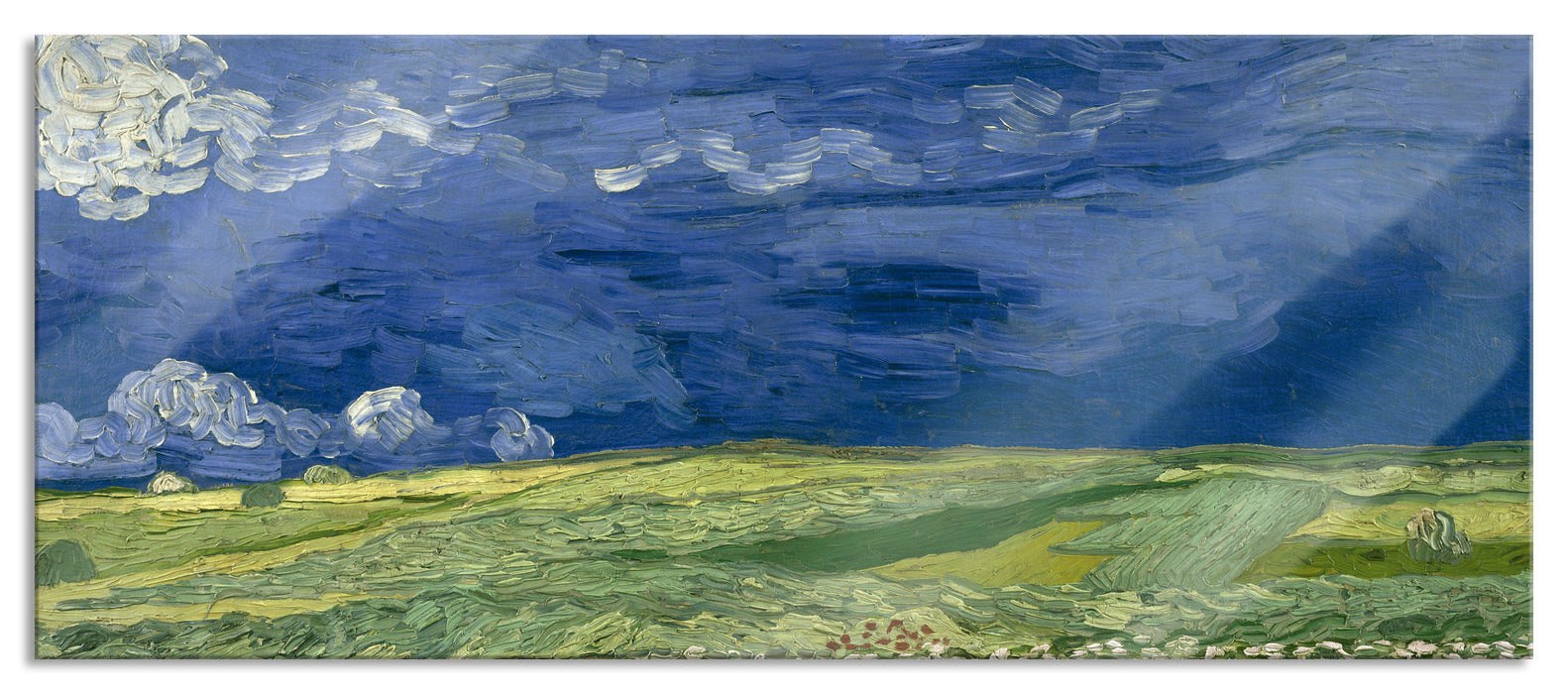 Vincent Van Gogh - Weizenfeld unter Gewitterwolken, Glasbild Panorama