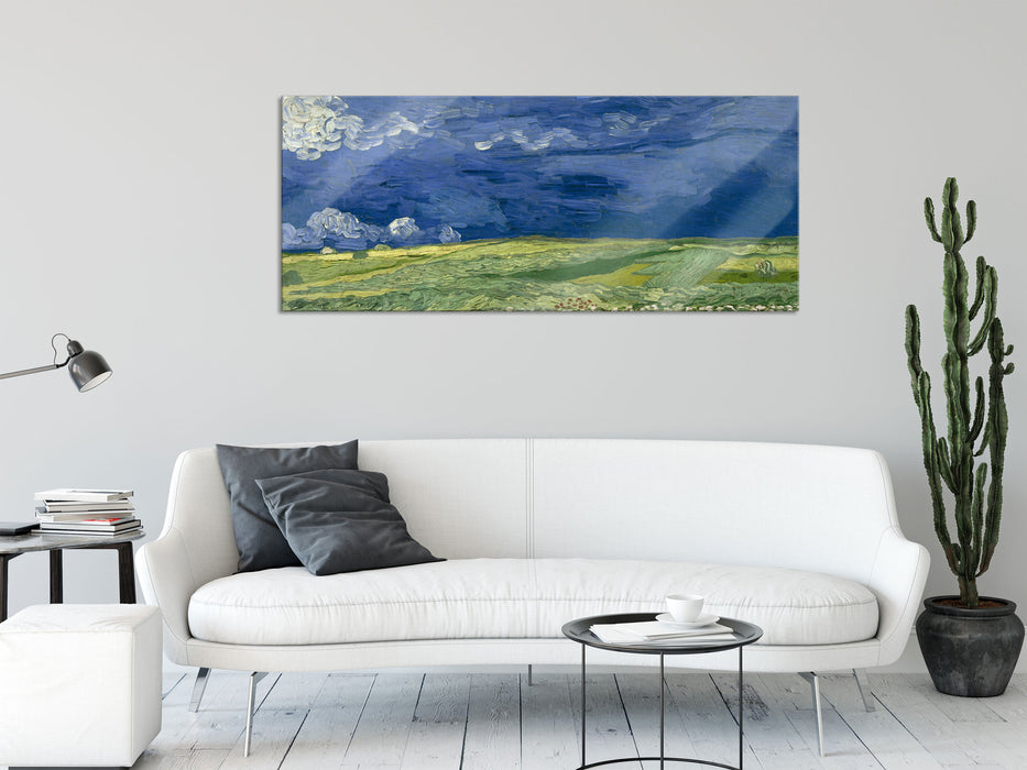 Vincent Van Gogh - Weizenfeld unter Gewitterwolken, Glasbild Panorama