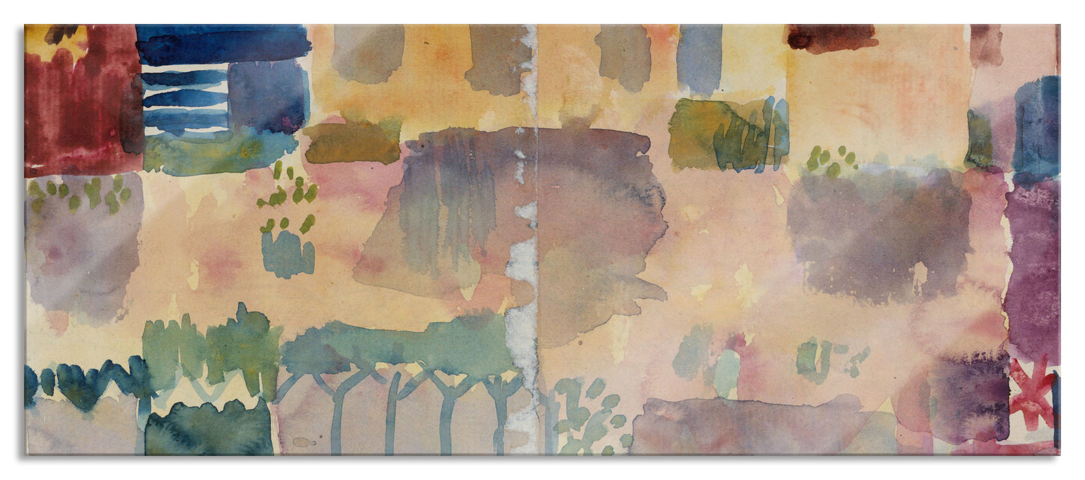 Pixxprint Paul Klee - Garten in St. Germain, Glasbild Panorama