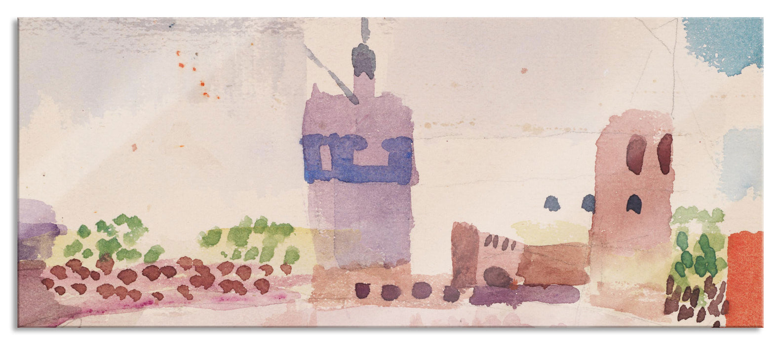 Pixxprint Paul Klee - Hammamet Tunesien und ihre Moschee, Glasbild Panorama